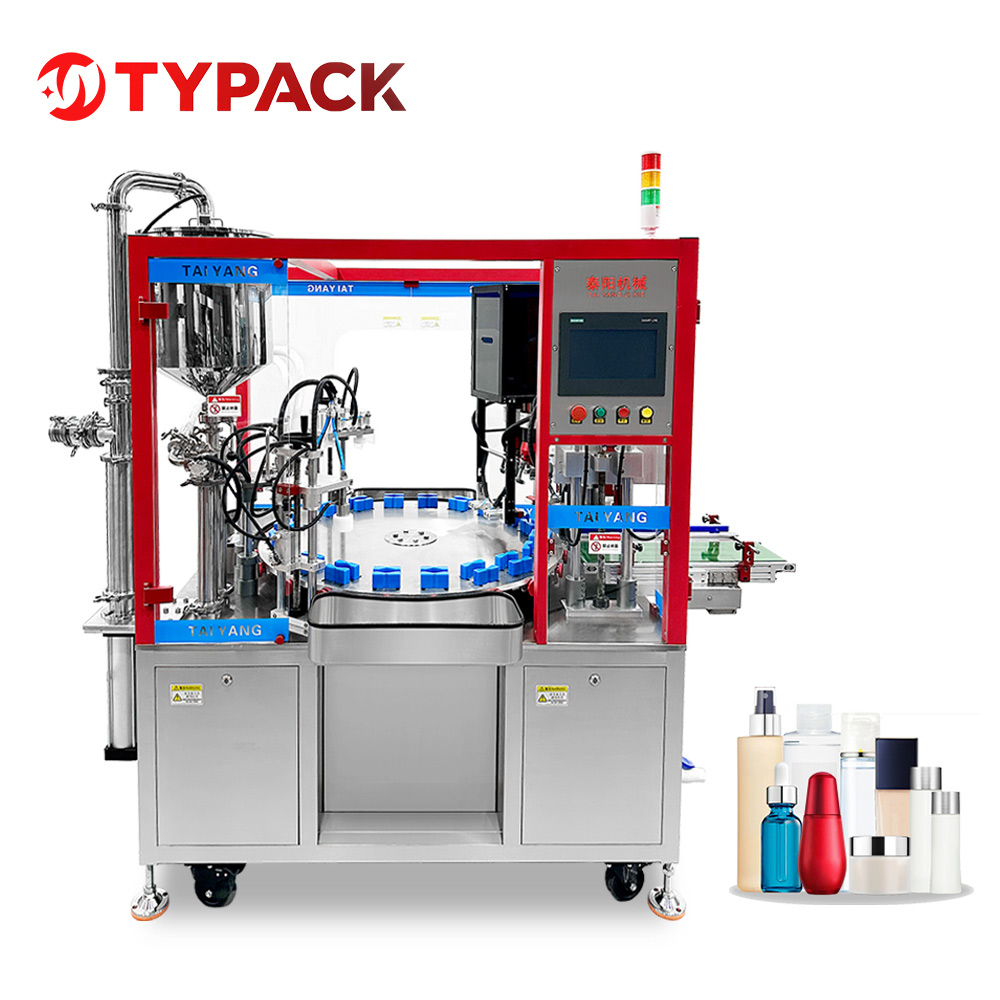 Máquina de recheio e capeamento de tampa de creme de loção
